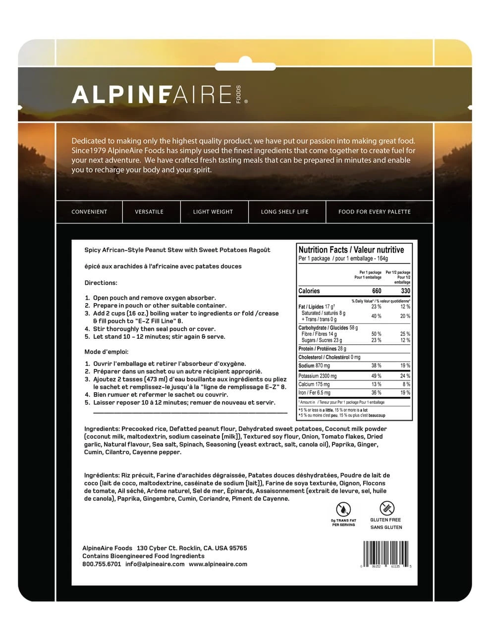 AlpineAire Spicy African Peanut Stew With Sweet Potatoes 2 AlpineAire Spicy African Peanut Stew With Sweet Potatoes - Image 2