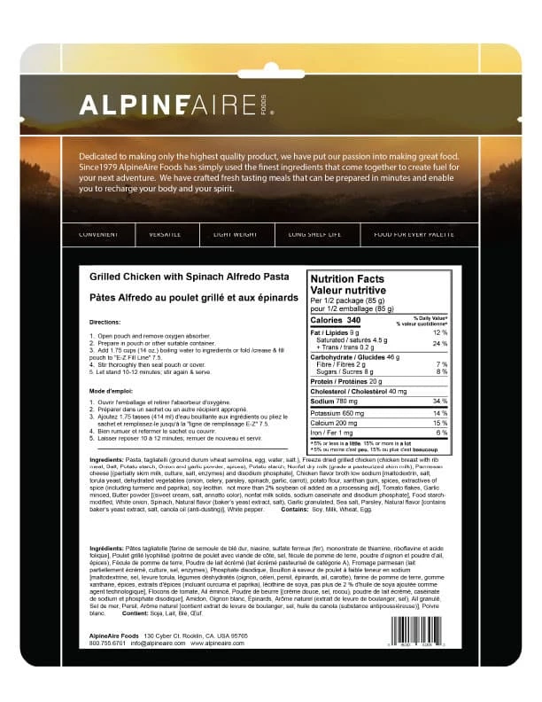 AlpineAire Tuscan Style Grilled Chicken Alfredo 2 AlpineAire Tuscan Style Grilled Chicken Alfredo - Image 2