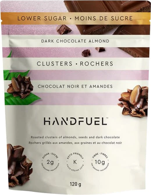 Handfuel Dark Chocolate Almond Clusters 1 Handfuel Dark Chocolate Almond Clusters